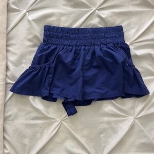 Free People Get Your Flirt On Shorts - Blueberry - Indigo Athletic Run Shorts